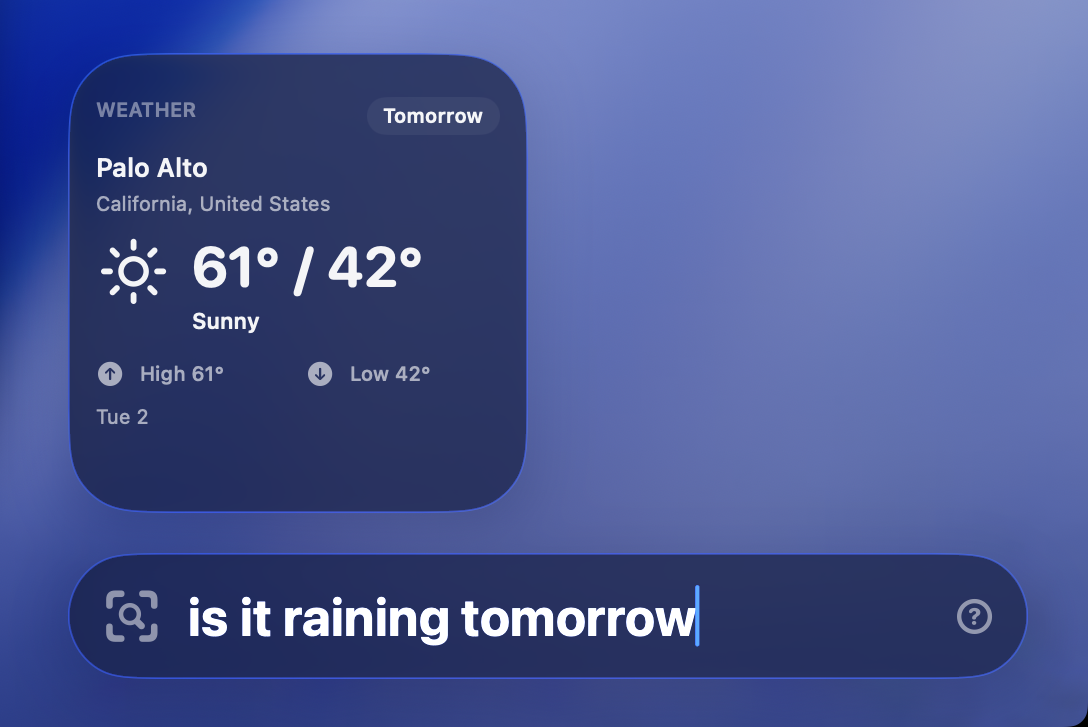 Vector showing weather results